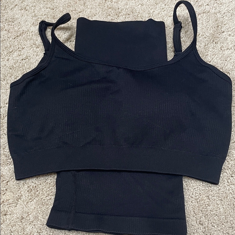 OQQ Black Women's Activewear Set L